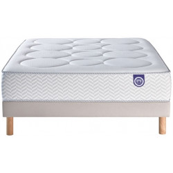 MERINOS -LOT MATELAS+SOMMIER TAPISSIER 160X200CM - COCON